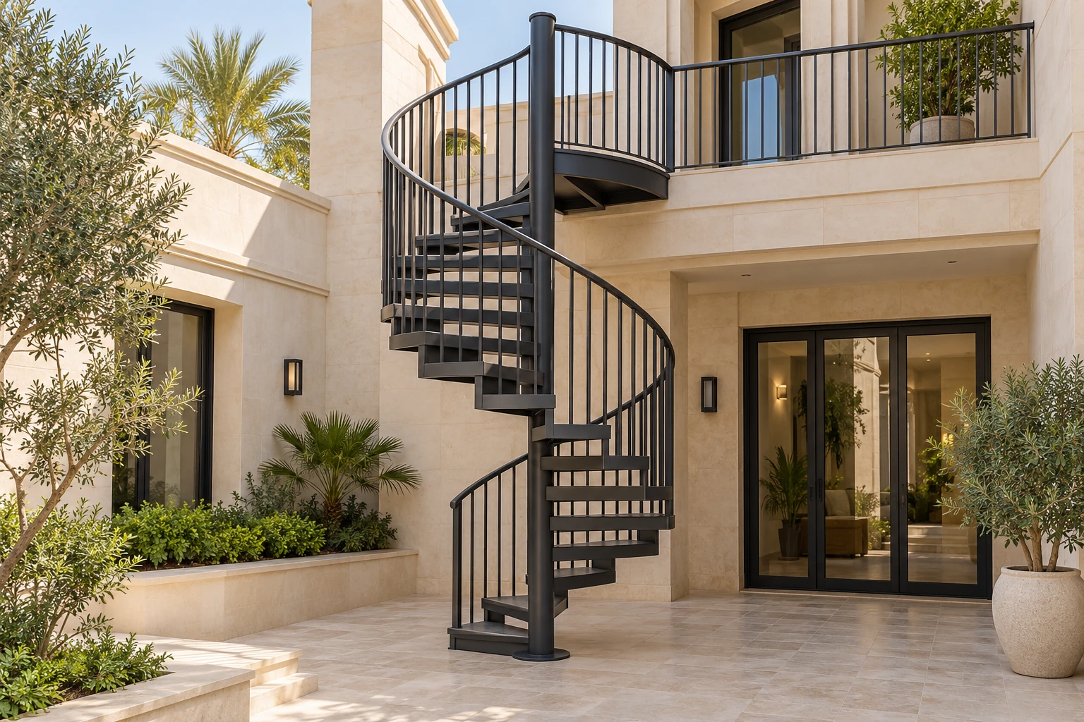 Round staircase and railing design