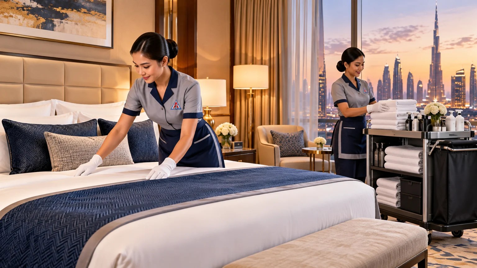 Hotels cleaning service scene