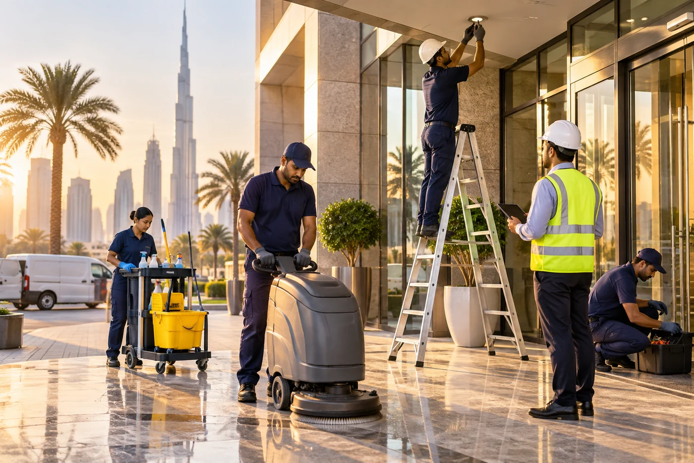 Facility management team at a modern UAE property