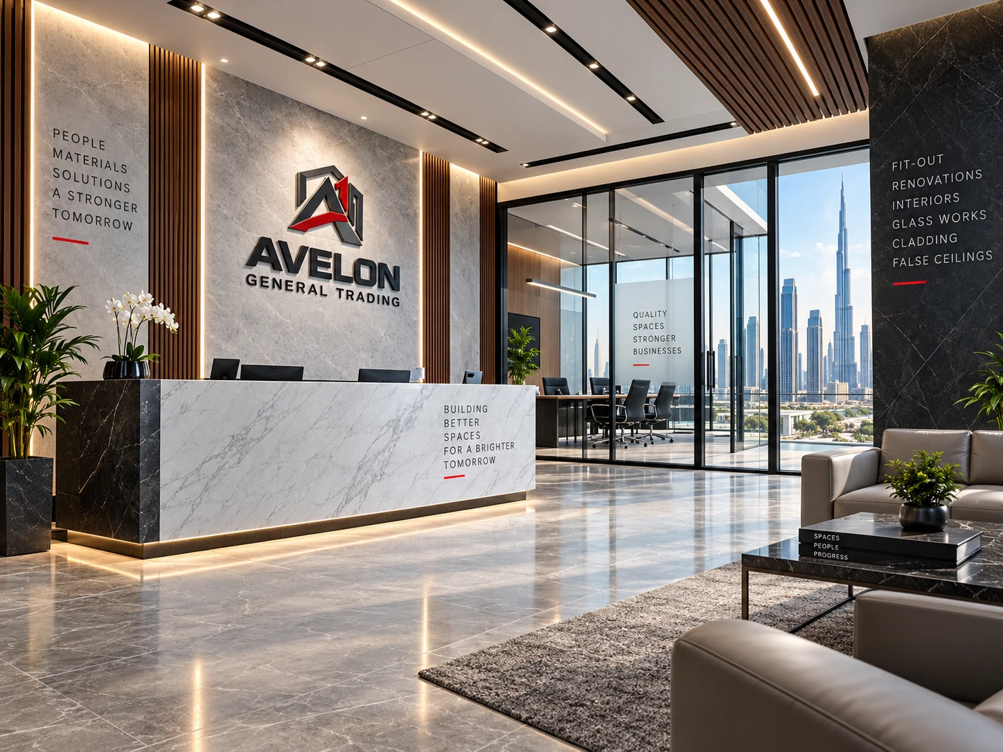 Conceptual construction and built-environment visual for Avelon General Trading