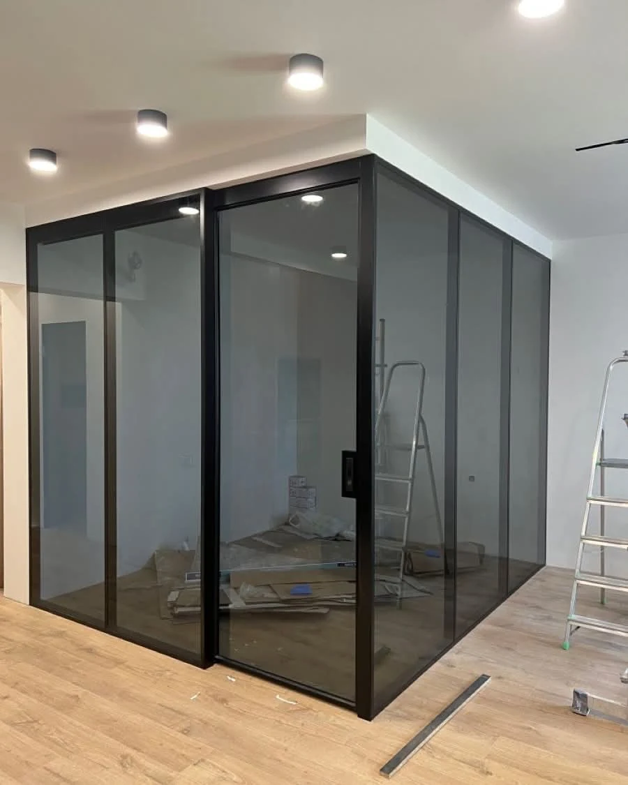 Interior glass partition