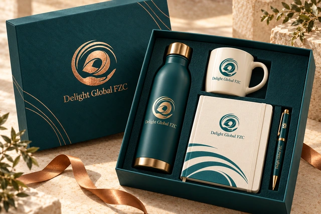 Corporate gift packaging illustration