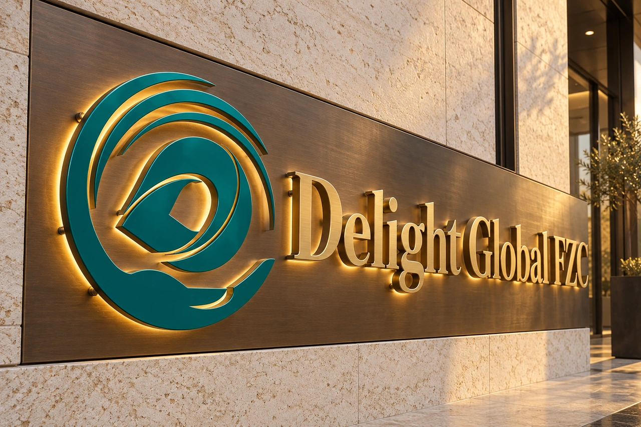 Illustrative dimensional Delight Global FZC brand signage