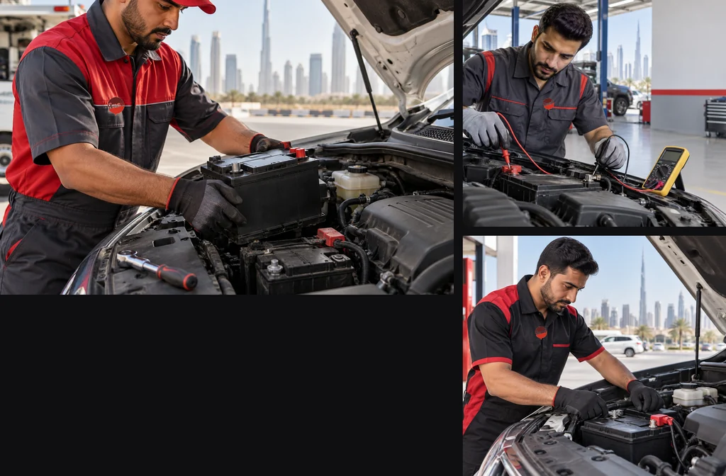 Car battery technicians working in Dubai