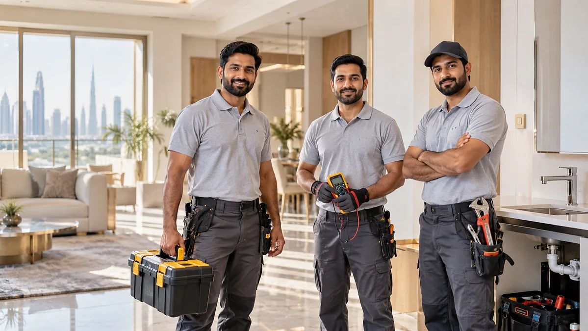 Home service team in a modern Dubai residence