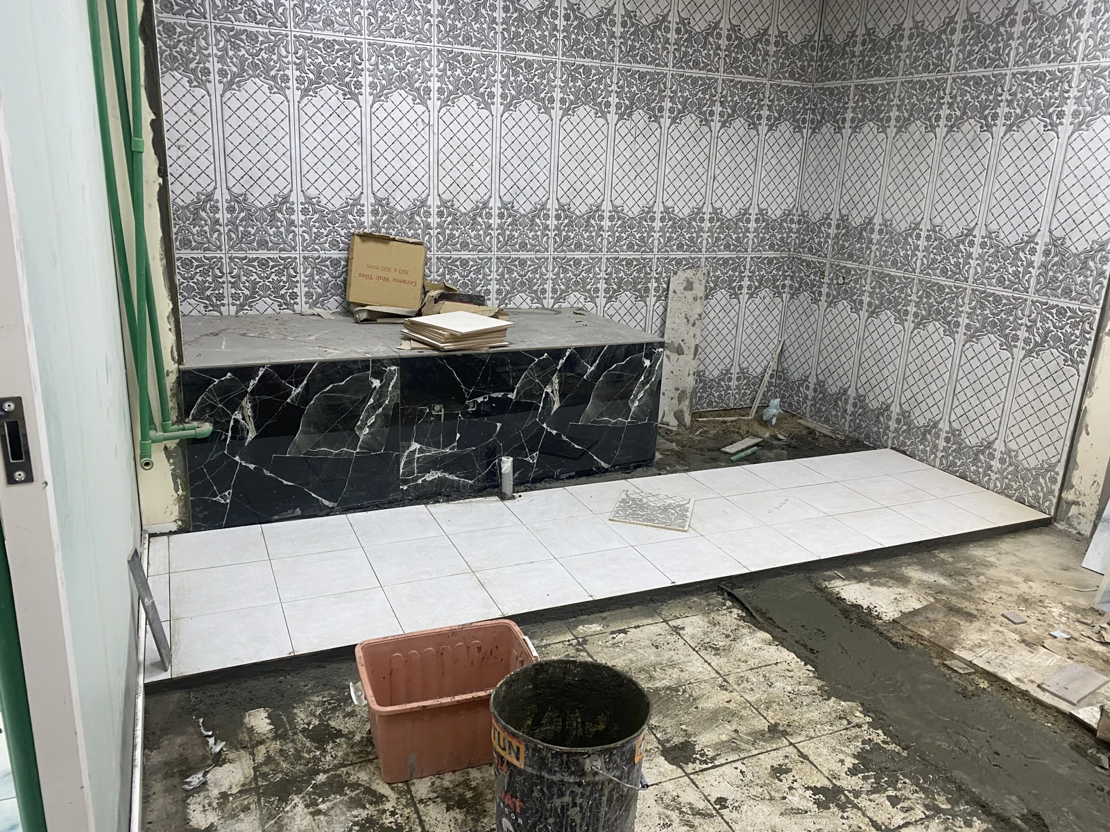 Interior wall tiling