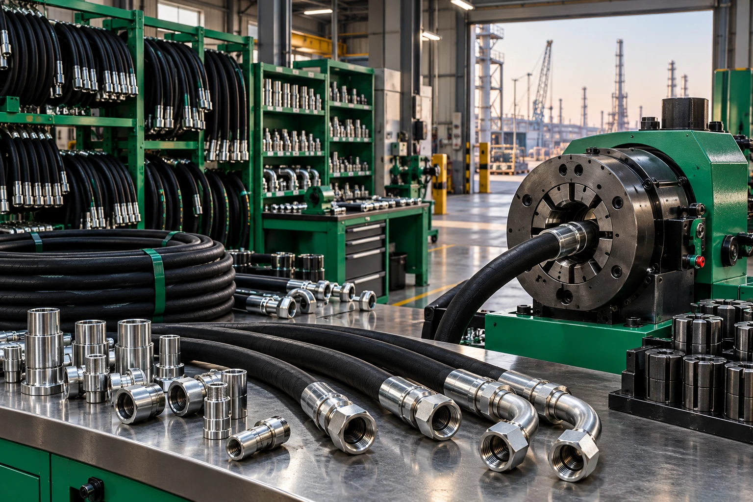 Hydraulic equipment and hose connections
