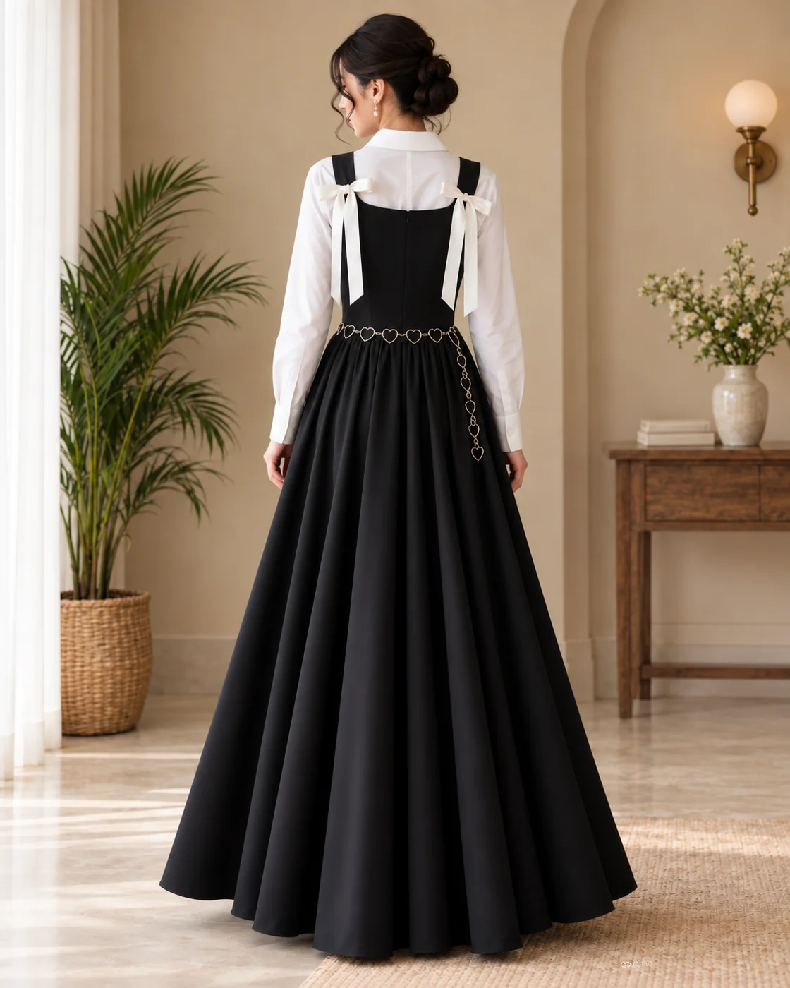 Black set back view