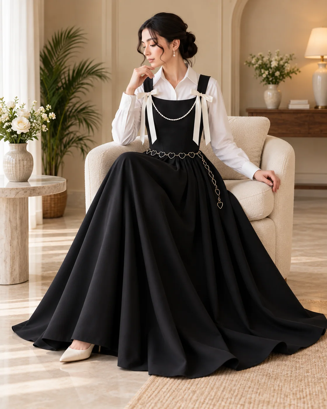 Seated black outfit