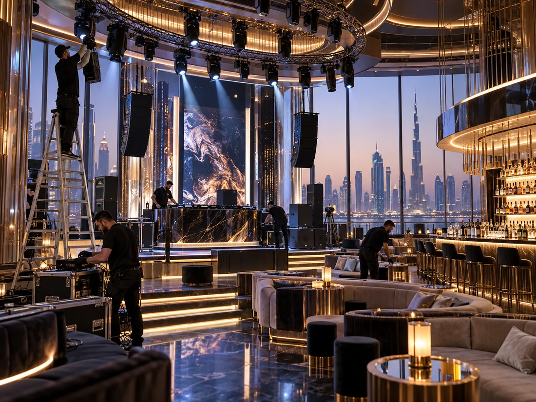 Premium club setup and interior installation in Dubai