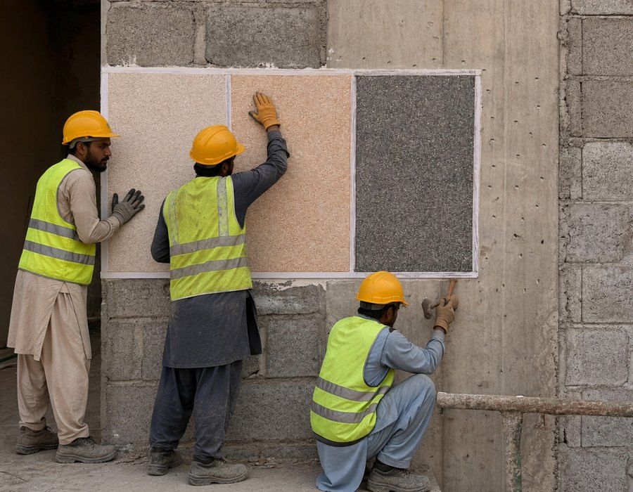 Marble chips plastering by M I M Marble, Abu Dhabi