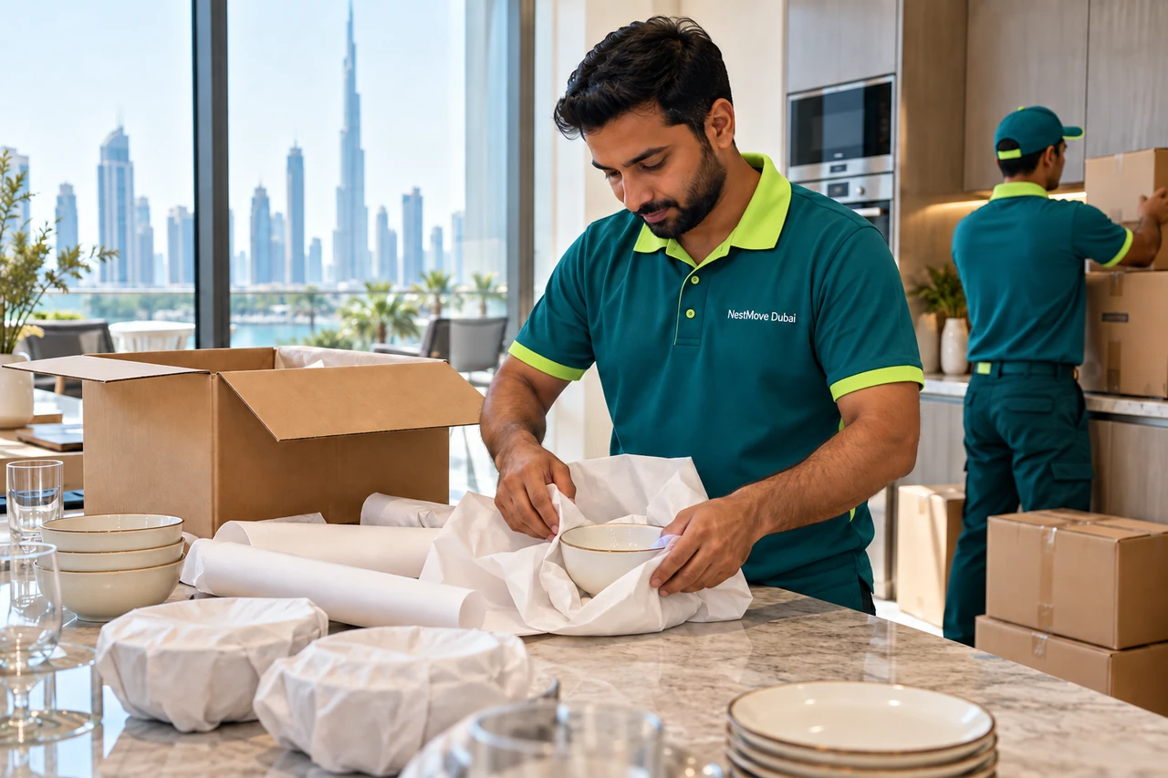 Packing & unpacking service scene in Dubai
