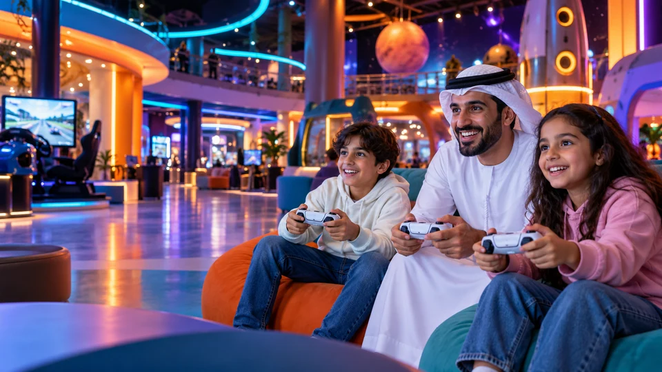 Representative family gaming and entertainment scene