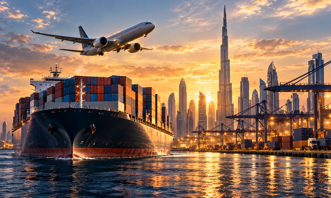 Integrated logistics with ship, truck and air cargo