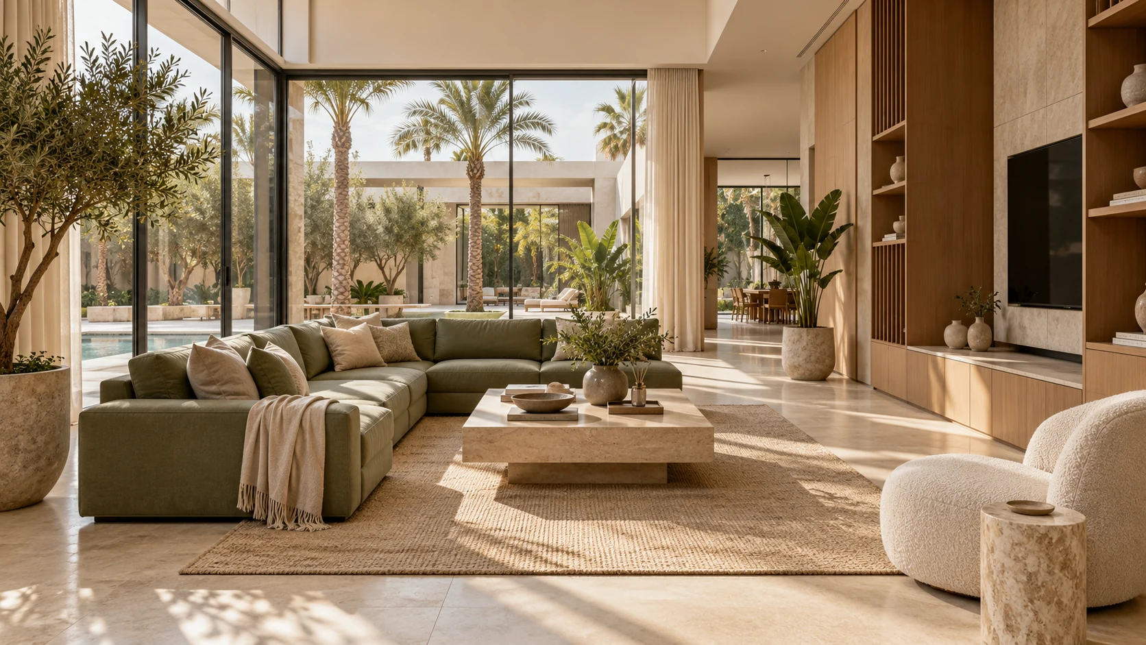Calm contemporary villa interior
