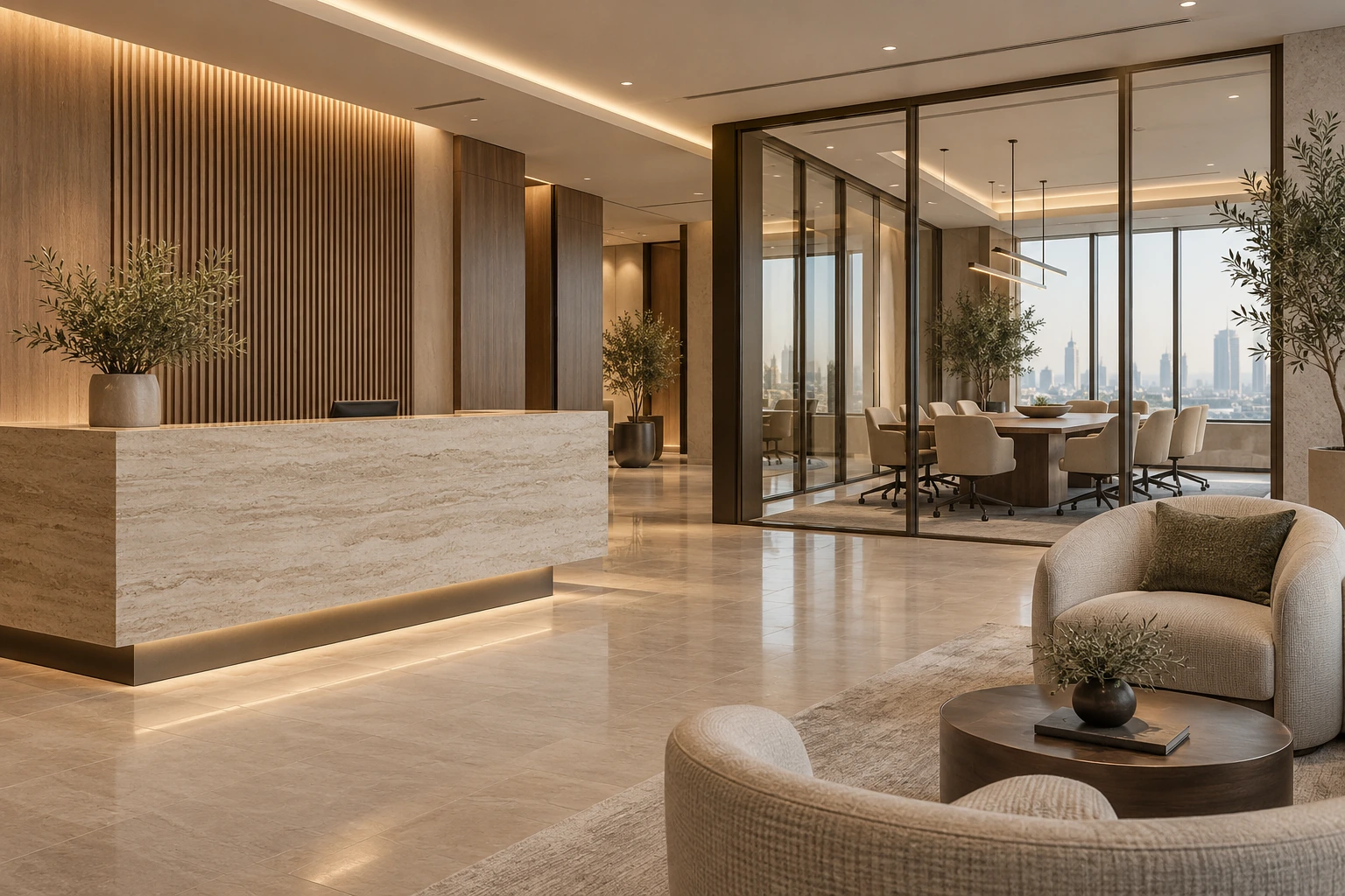 Illustrative office reception interior