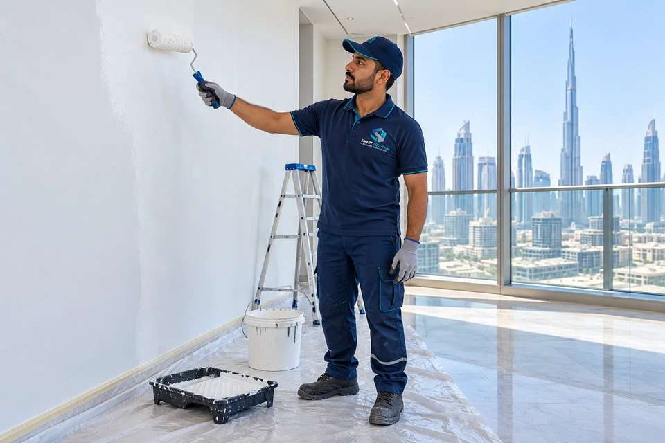 Paint work — illustrative service photograph with embroidered workwear