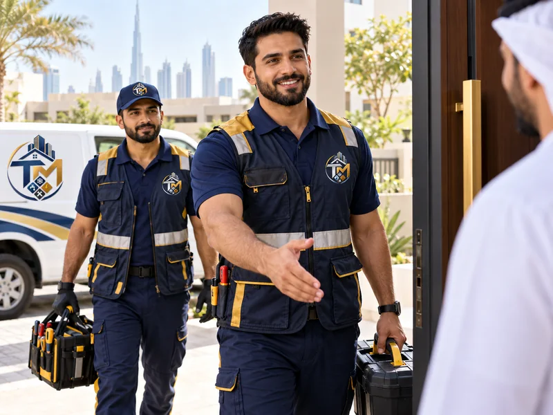 TAJ ALMAKAN technicians arriving for a service enquiry