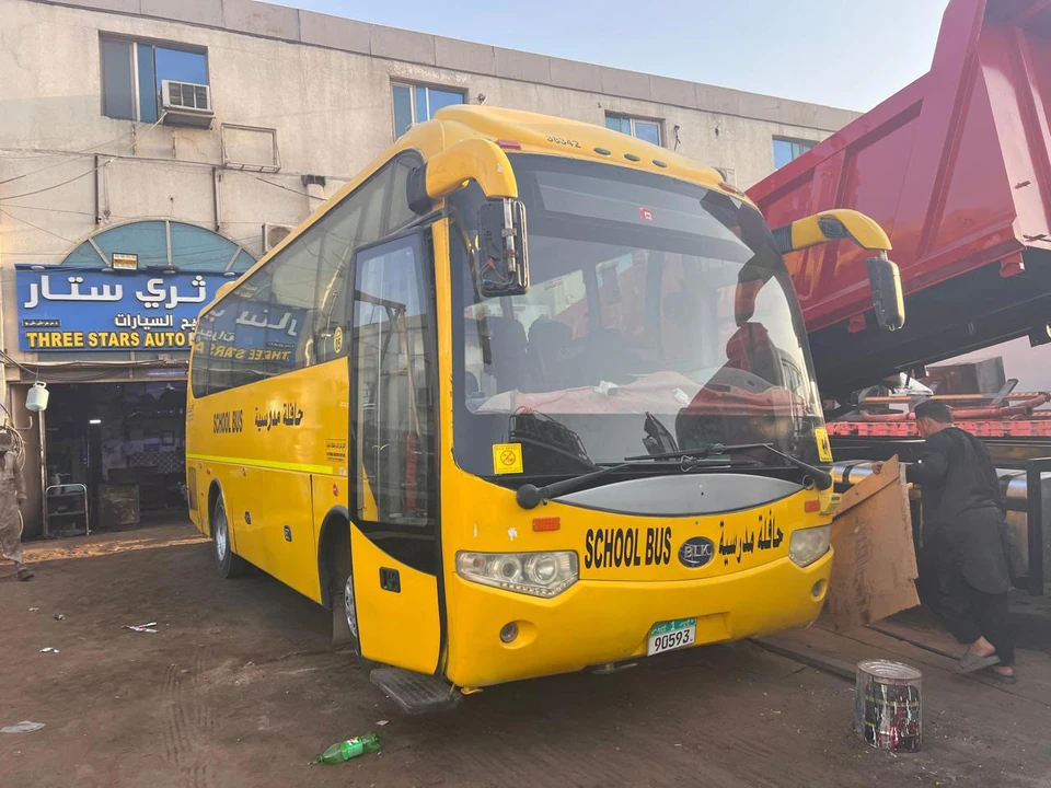 Bus at the workshop entrance