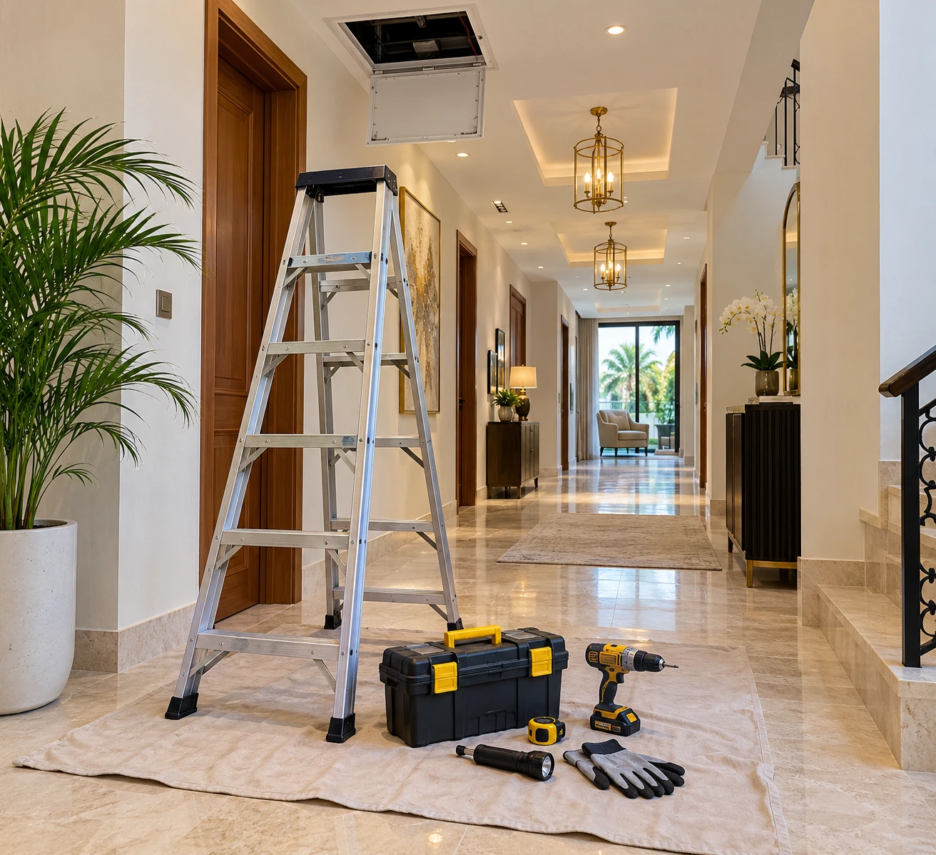 Building maintenance equipment in a modern property