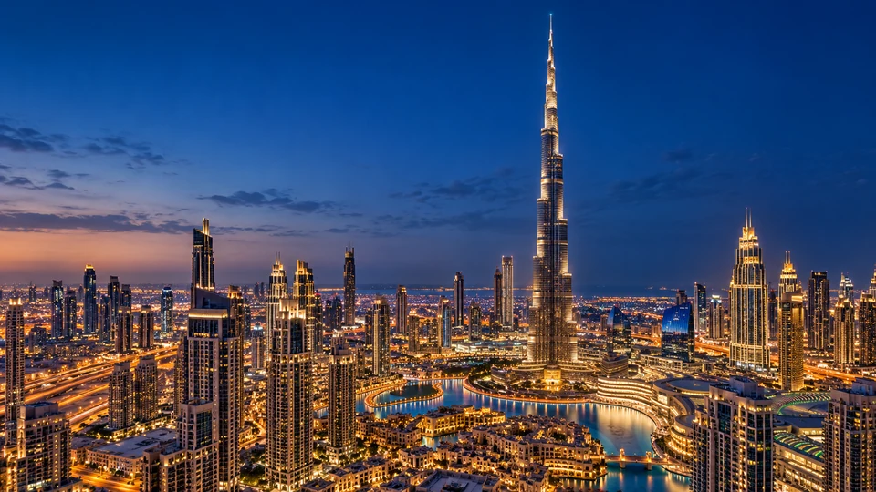 Dubai skyline at blue hour