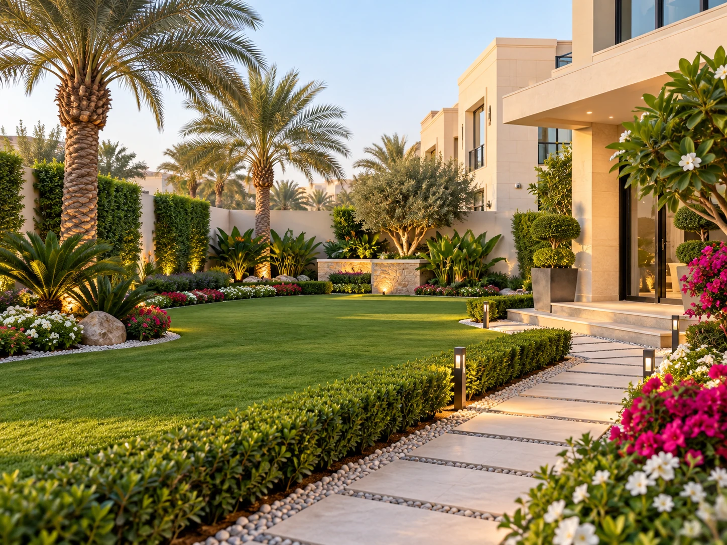 Soft landscaped villa garden
